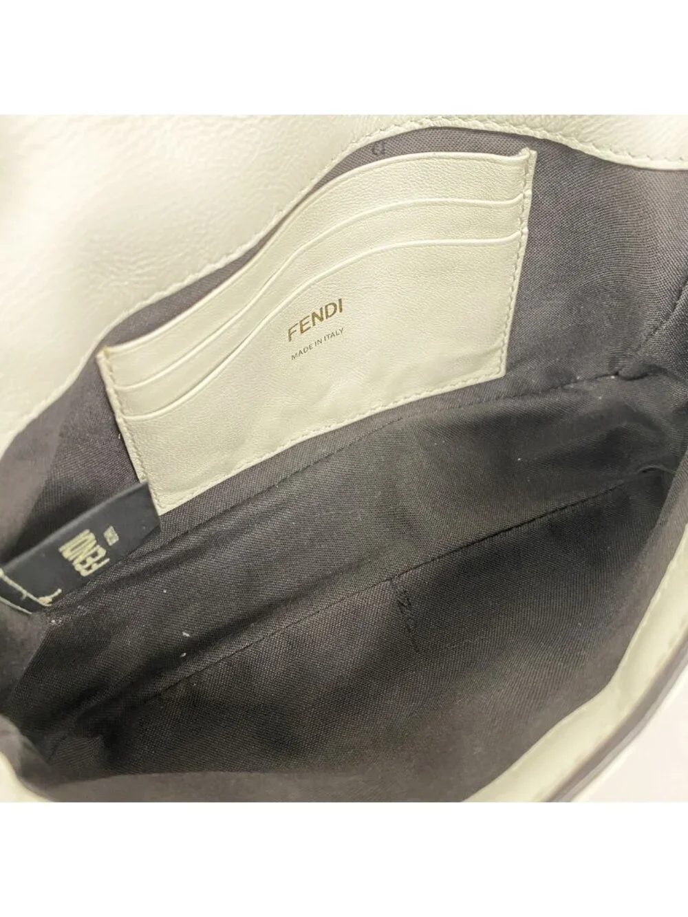 Fendi Shoulder Bag Bucket Leather White Gold